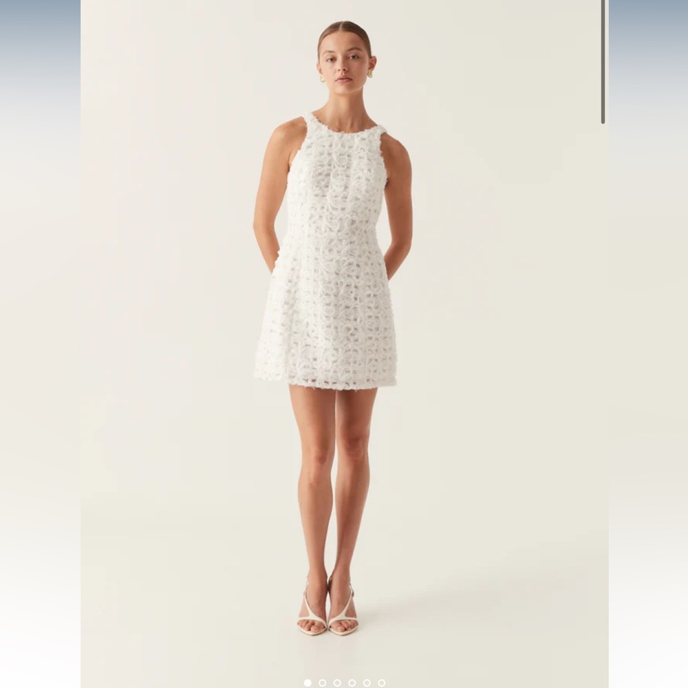 Aje Quintette textured mini dress in white. AU Size 8 US Size 4. NWT